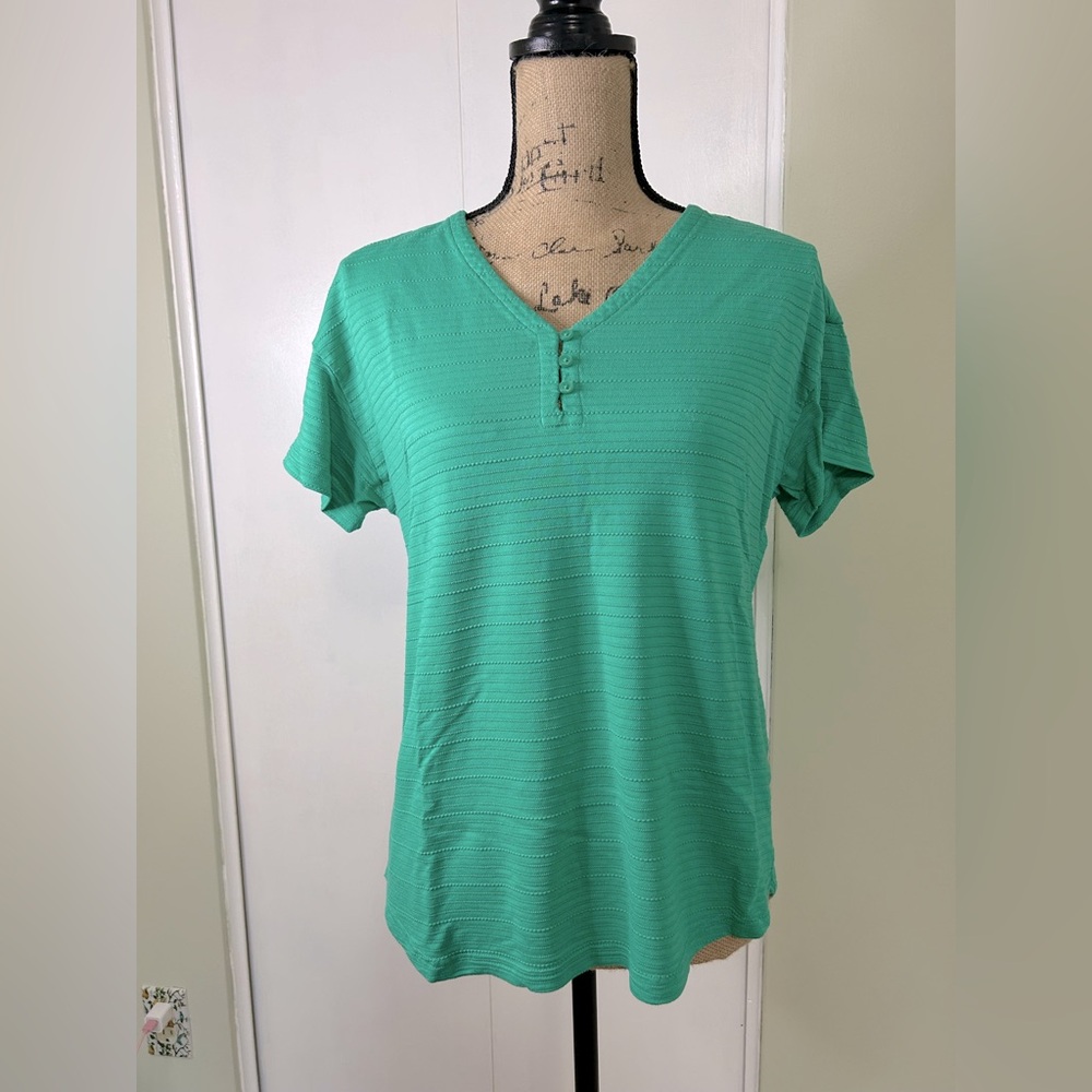 Talbots Green V-Neck Women Top